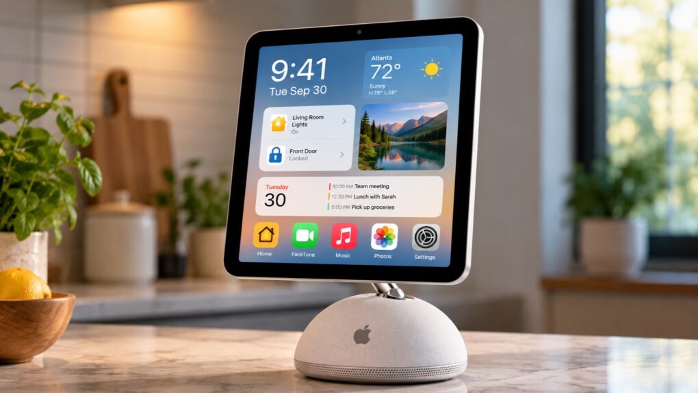 An AI-generated concept of Apple's rumored smart home hub.