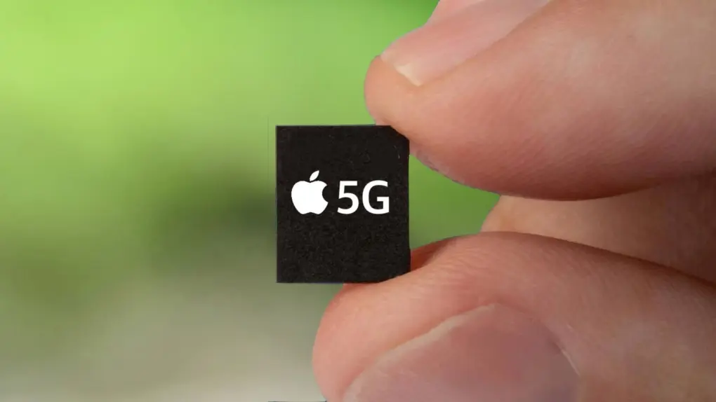 A picture of a 5G modem with Apple logo used in a story about 2027 iPhones having Apple's in-house modems.