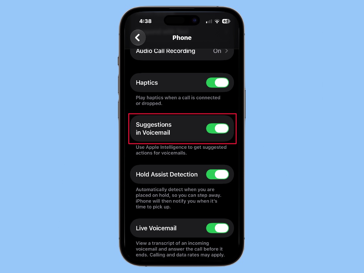Turn off Siri AI How To_05 How to turn off AI-powered voicemail suggestions in iOS 27