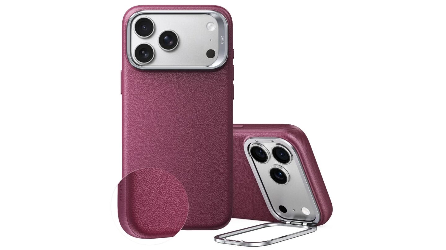 The Max Atelier Vegan Leather Magnetic Case with Camera Control and Flex Stand for iPhone 18 Pro in Deep Burgundy