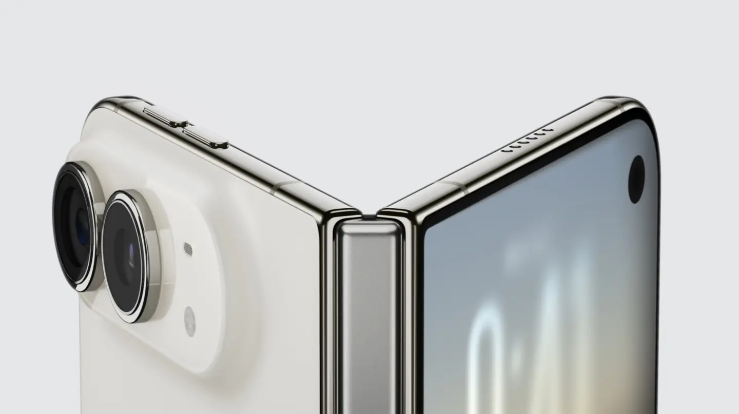 Detail shot of the top of the iPhone Duo folding phone.