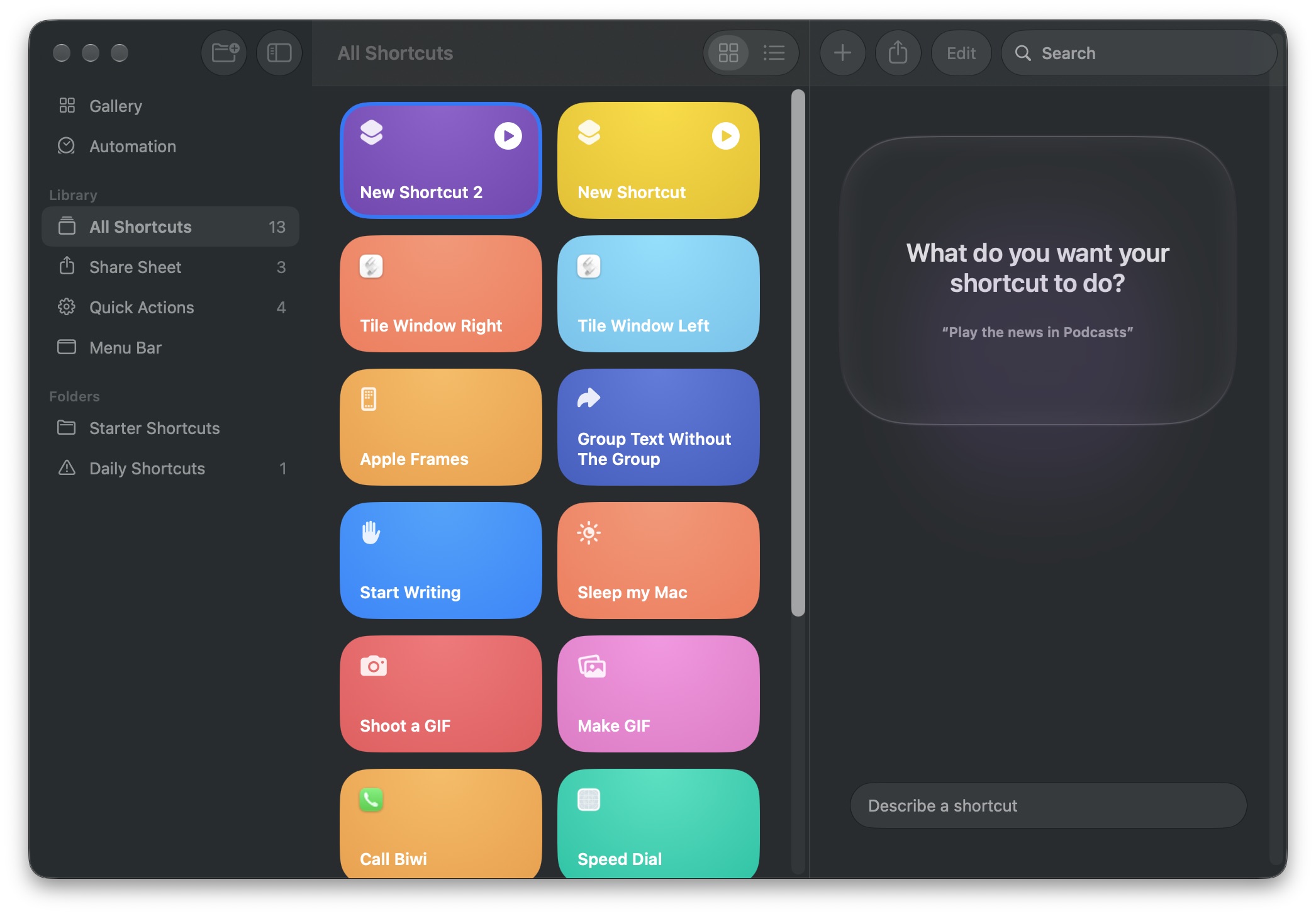 Shortcuts in macOS Golden Gate. Shortcuts in macOS Golden Gate.