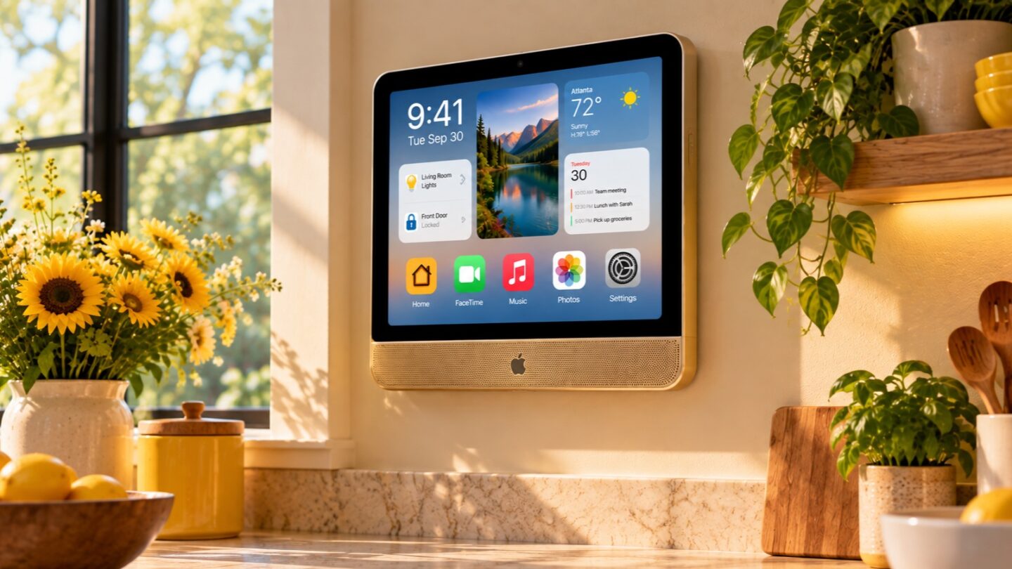 Apple Home Hub concept_61 Apple smart home hub AI concept image hanging on a wall