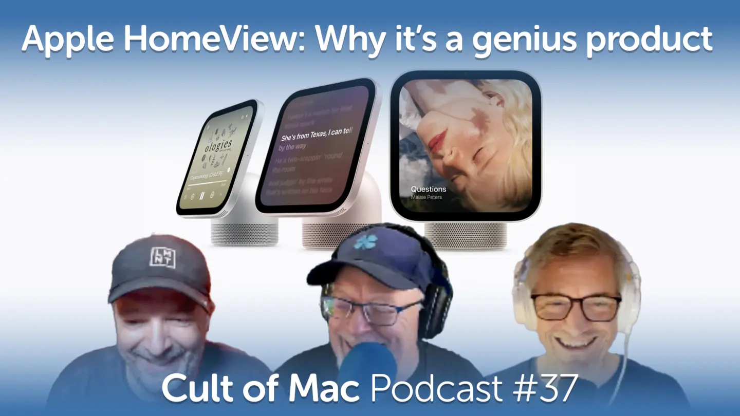 Graphic showing HomeView hub and Cult of Mac podcast hosts.