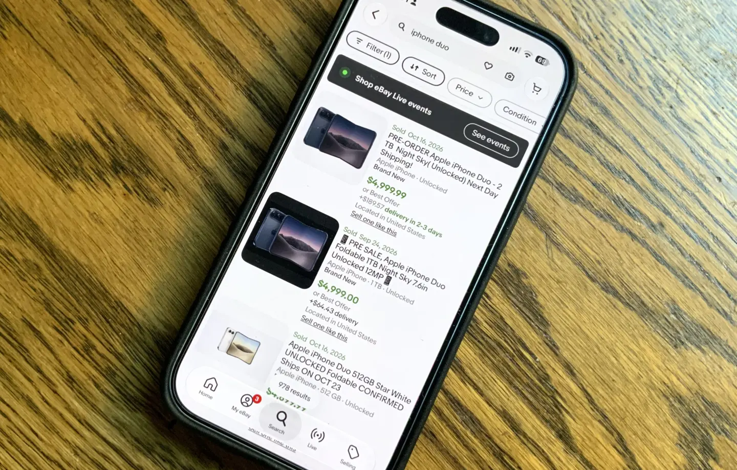 eBay listings for the new iPhone Duo.