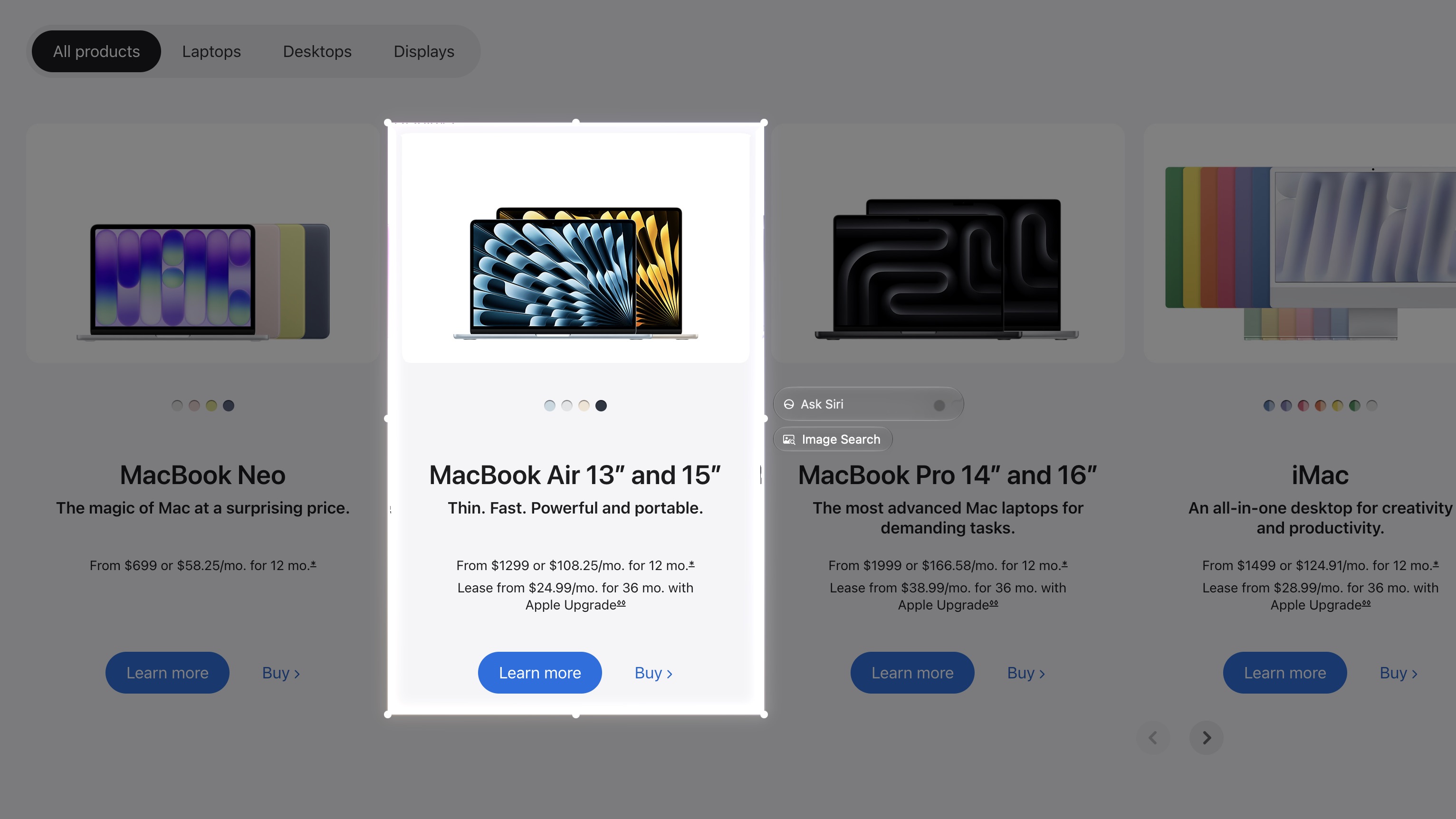 Visual Intelligence in action on Mac.