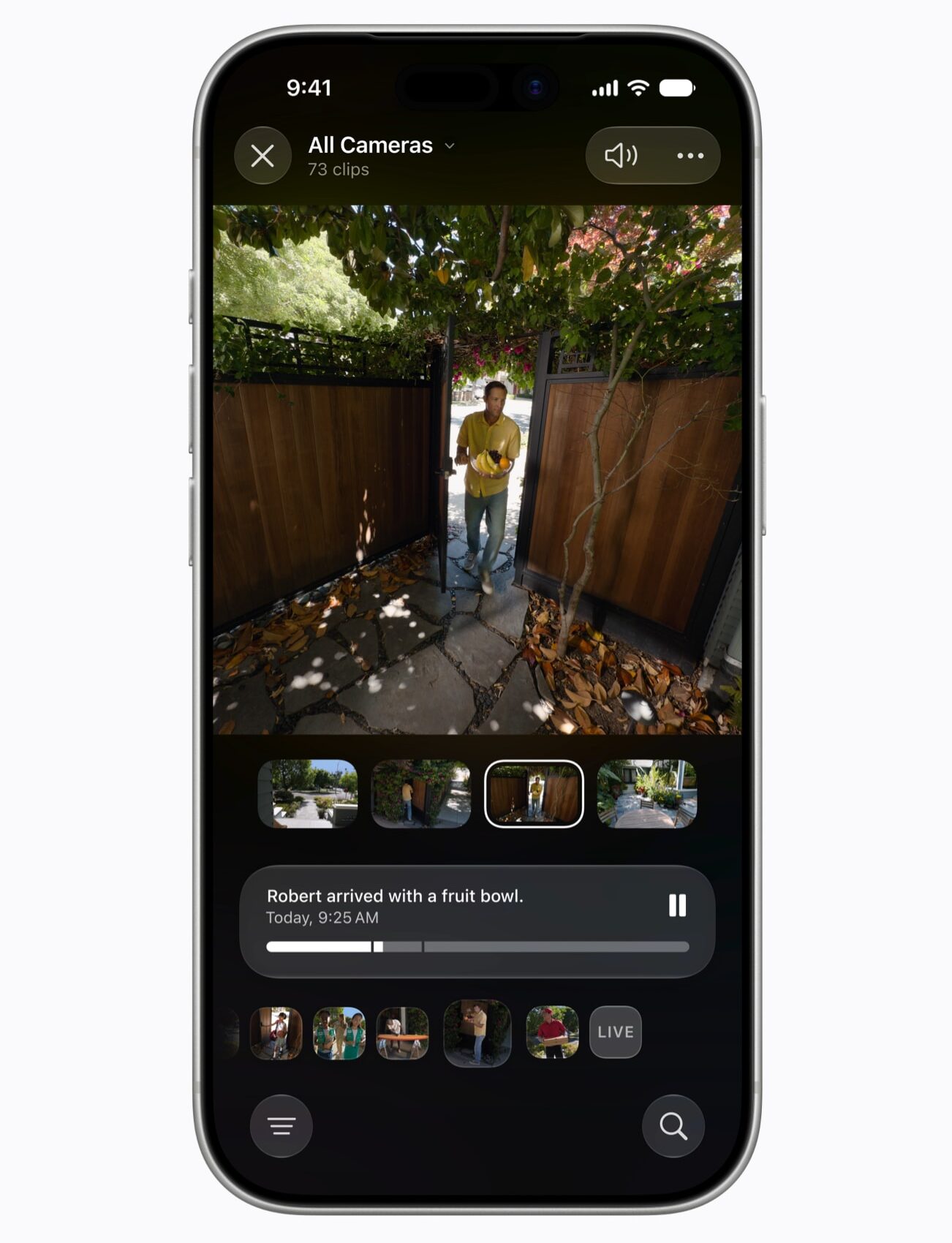 Apple Intelligence Home generated video description 260608_inline.jpg.large_2x iPhone screenshot showing Apple Home app video descriptions